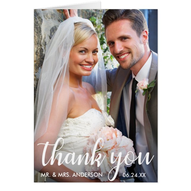 Photo mariage | Carte de remplissage moderne Merci (Devant)