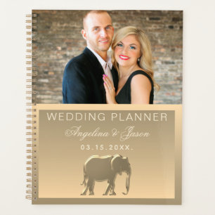 Photo Mariage Luxe Élégant Éléphant à Feuille d'Or