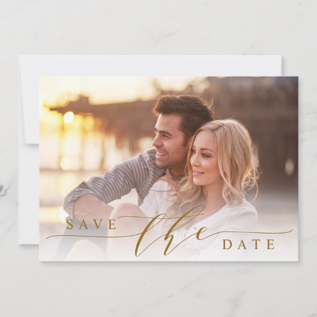 Photo Mariage moderne Gold Enregistrer la Carte Pl (Devant)