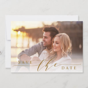 Photo Mariage moderne Gold Enregistrer la Carte Pl