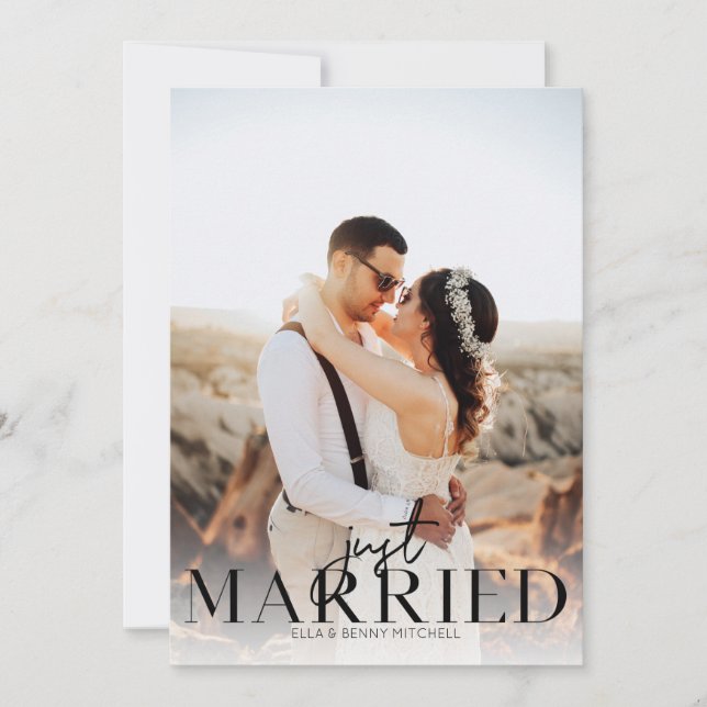 Photo Mariée Faire-part de typographie noire (Devant)