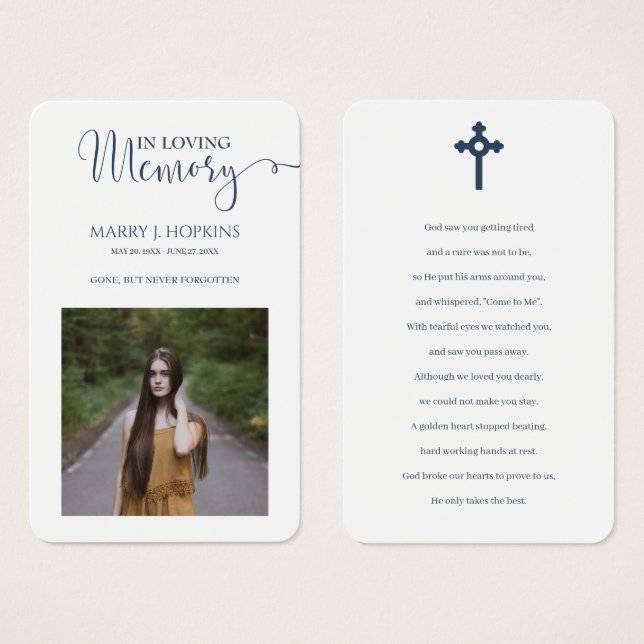 Photo Memorial Prayer Cards (Vorne & Hinten)