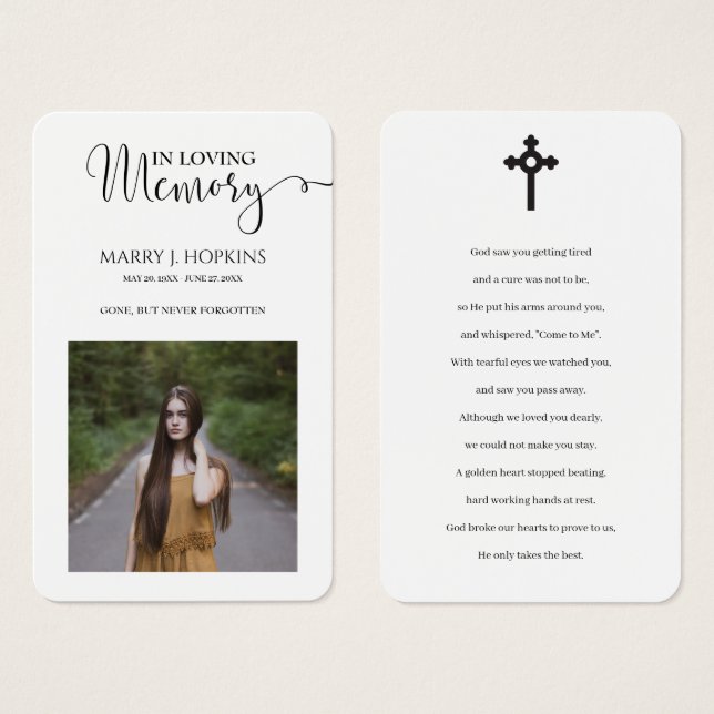 Photo Memorial Prayer Cards (Vorne & Hinten)