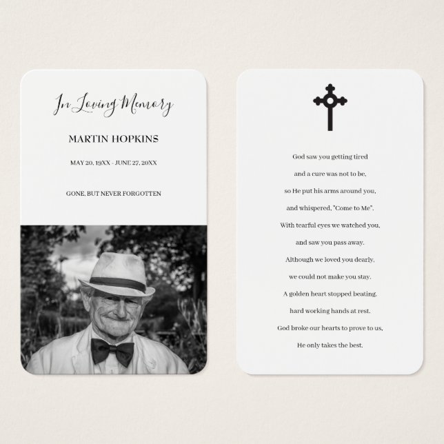 Photo Memorial Prayer Cards (Vorne & Hinten)