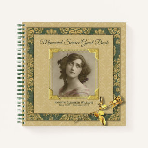 Photo Memorial Service Gold Damask Rose livre d'hô