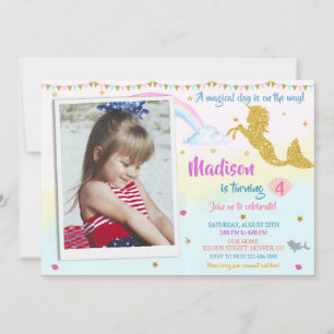 Photo mermicorn anniversaire invitation Fête magiq