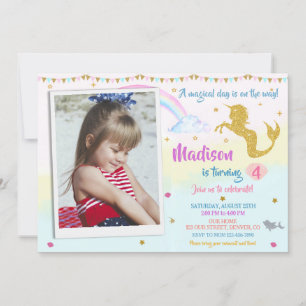 Photo mermicorn anniversaire invitation Fête magiq