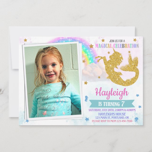 Photo Mermicorn invitation anniversaire Mericorn f (Devant)