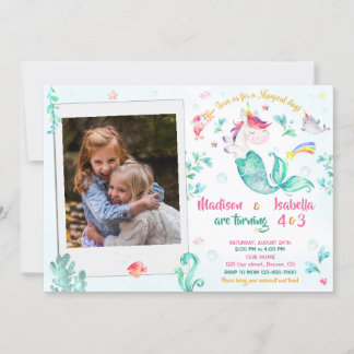 Photo mermicorn invitation anniversaire pour deux 