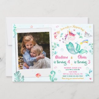 Photo mermicorn invitation anniversaire pour deux 