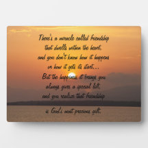 Miracle de l'amitié Poem Plaque