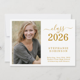 Photo Modern Gold Graduation 2026 Announcement Einladung