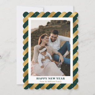 Photo Modern Green Gold Bonne Carte du Nouvel An