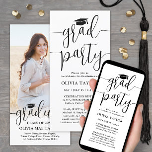 Photo & Modern Script Graduation Party Invitation