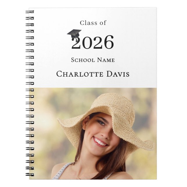  Photo Modern Senior Graduate Class of 2026 Notizblock (Vorderseite)