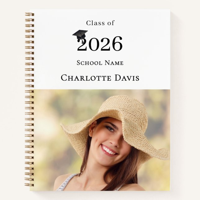  Photo Modern Senior Graduate Class of 2026 Notizbuch (Vorderseite)