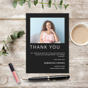 Photo moderne 2022 Graduation Merci noir