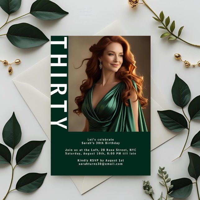 Photo moderne 30e anniversaire Invitation - Emeral (Créateur téléchargé)