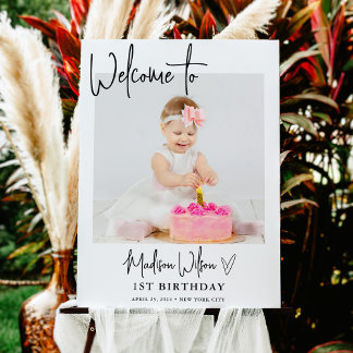 Photo moderne Affiche de bienvenue d'anniversaire