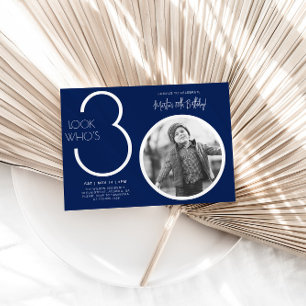 Photo moderne bleu marine 30th Birthday Invitation