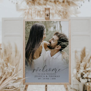 Photo moderne Calligraphie Dusty Blue Poster