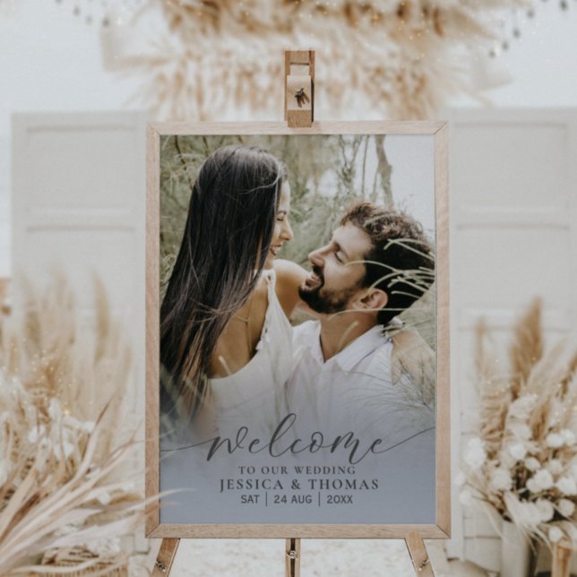 Photo moderne Calligraphie Dusty Blue Poster (Créateur téléchargé)