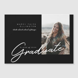 Photo moderne Classique noir Faire-part diplômé
