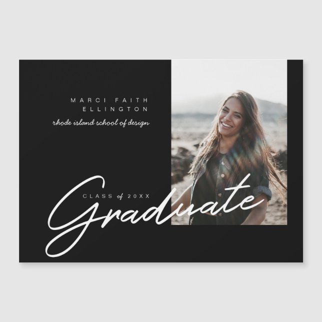 Photo moderne Classique noir Faire-part diplômé (Devant)