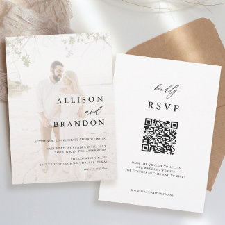 Photo moderne Elegant QR Faire-part de mariage