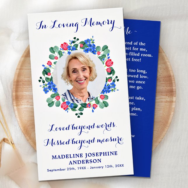 Photo moderne Floral Memorial Prayer Card Funérail (Créateur téléchargé)