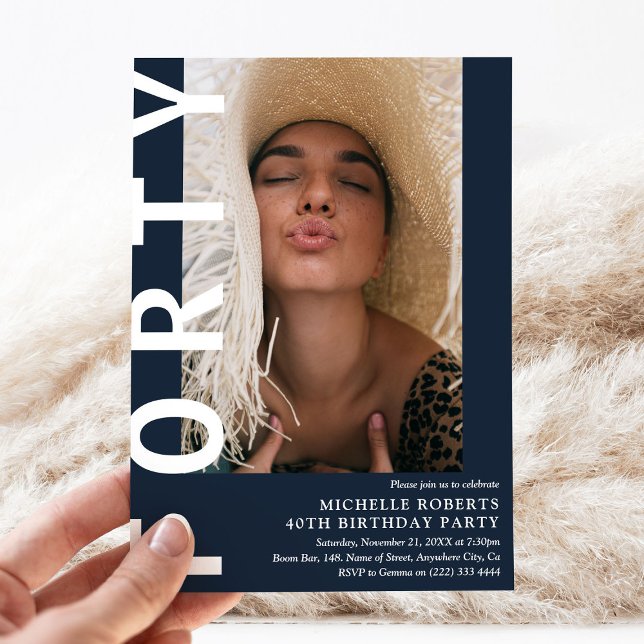 Photo moderne FORTY 40th Birthday Party Invitation (Créateur téléchargé)