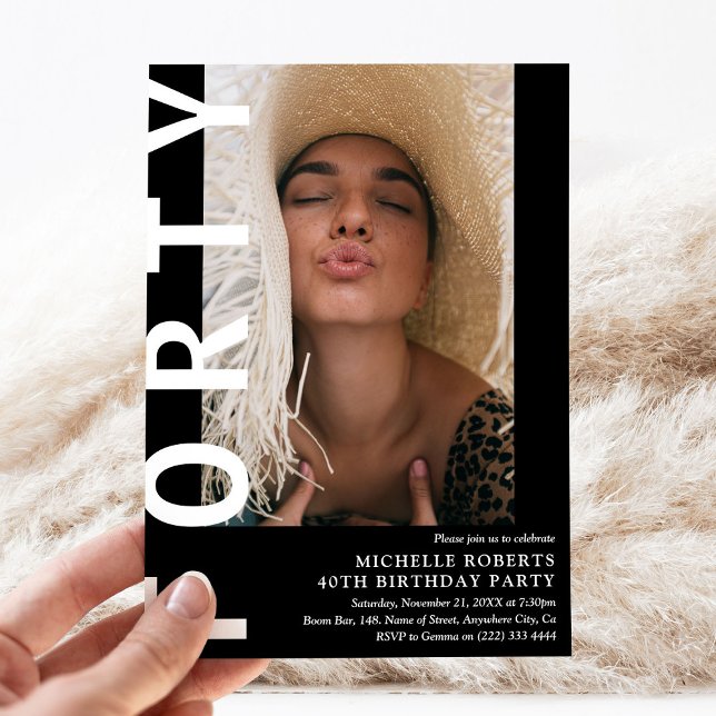 Photo moderne FORTY 40th Birthday Party Invitation (Créateur téléchargé)