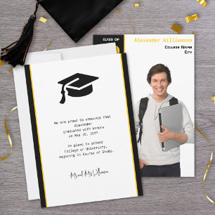 Photo moderne Gold Black Graduation Faire-part