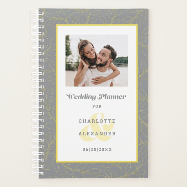 Photo moderne Mariage gris et jaune Mois (Devant)