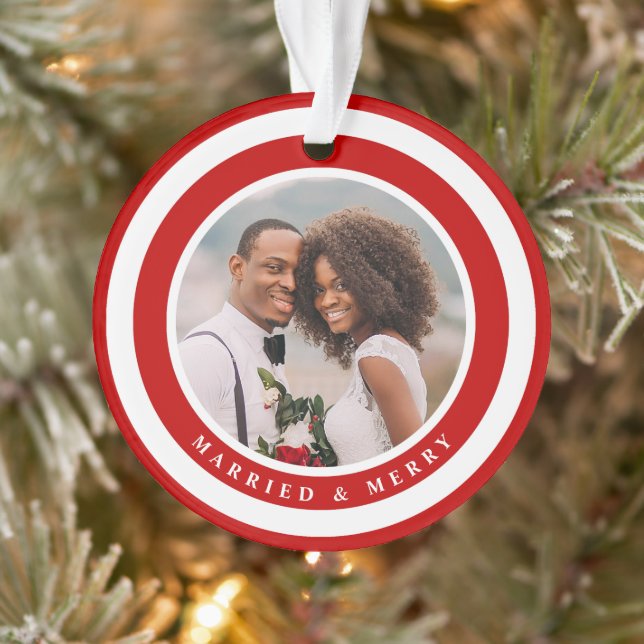 Photo moderne Marié et Joyeux Premier Noël (Arbre)