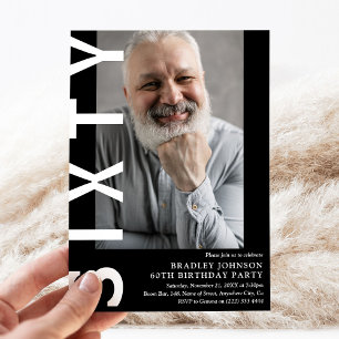 Photo moderne SIXTY 60th Birthday Party Invitation