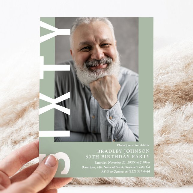 Photo moderne SIXTY 60th Birthday Party Invitation (Créateur téléchargé)