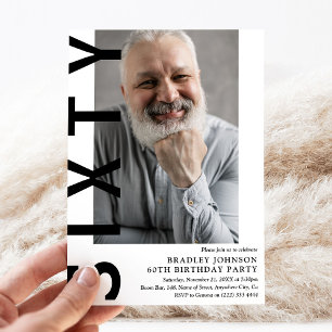 Photo moderne SIXTY 60th Birthday Party Invitation