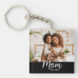 Photo Mom Established Date White Script on Black