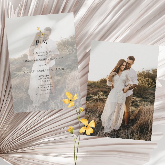 Photo Monogram Minimalist Wedding Einladung (Von Creator hochgeladen)