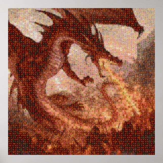 Photo Mosaic affiche de l'attaque au dragon volant (Devant)
