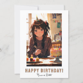 *PHOTO NAME Birthday Cake ANIME Girl Einladung