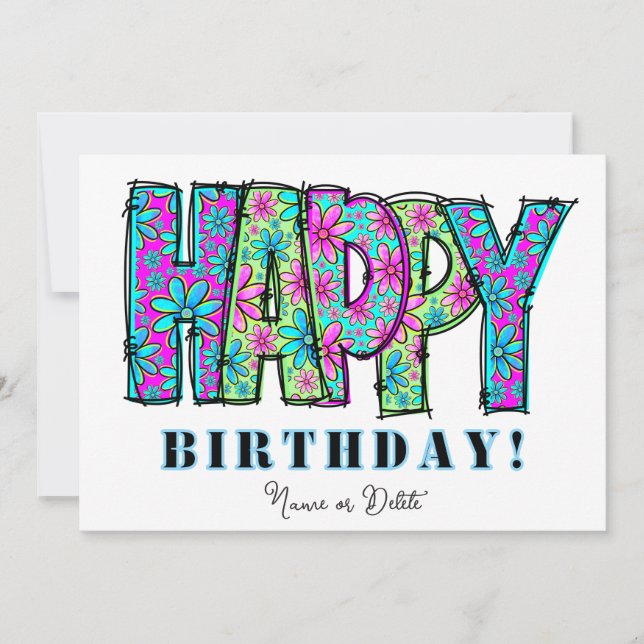 *PHOTO NAME Birthday Card Event Personalize Einladung (Vorderseite)