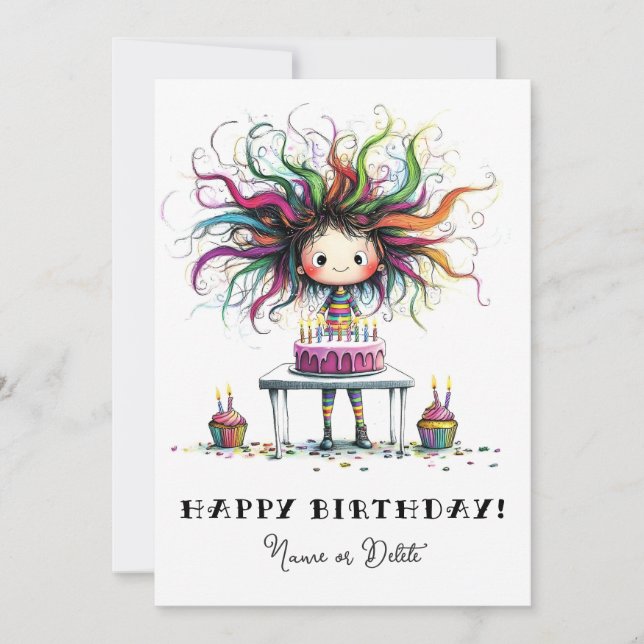 * # PHOTO NAME Birthday Card Personalize Whimsical Einladung (Vorderseite)