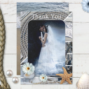 Photo Nautical Beach Wedding Carte de remerciement