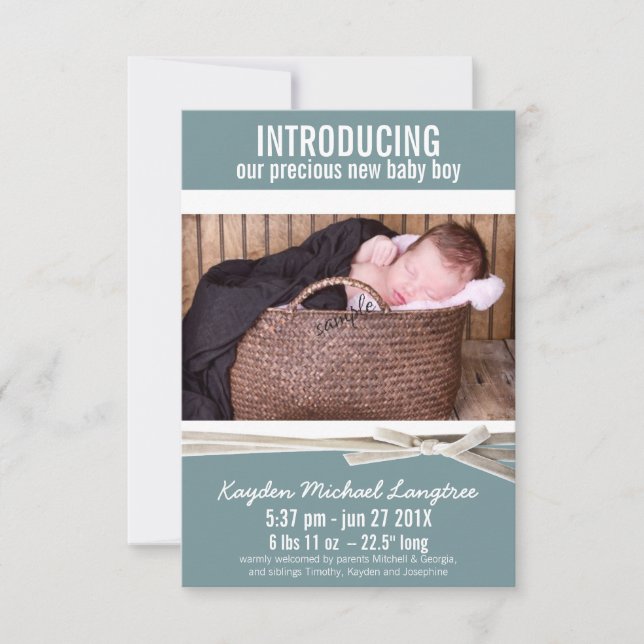 Photo New Baby Boy Faire-part de naissance (Devant)