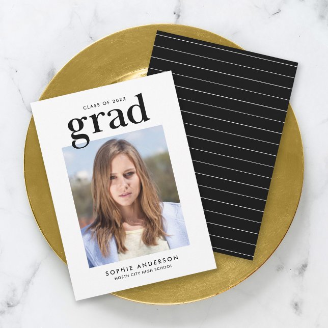 Photo noir et blanc Serif Faire-part Grad (Créateur téléchargé)