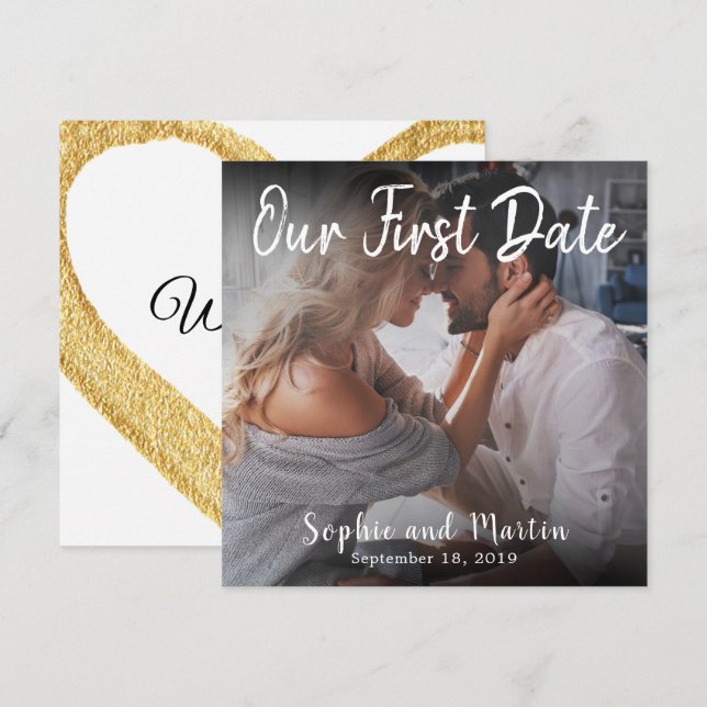 Photo Notre première carte amoureuse Mariage Coupl (Devant / Derrière)