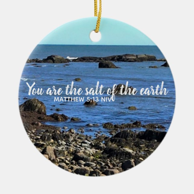 Photo of Atlantic Ocean Bible Verse Encouragement Keramik Ornament (Vorne)
