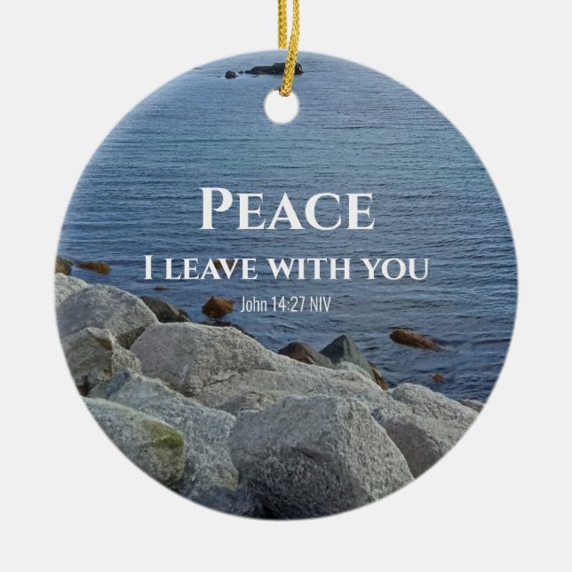 Photo of Peaceful Blue Atlantic Ocean Bible Verse Keramik Ornament (Vorne)